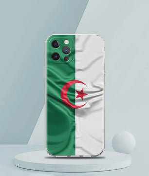 Transparante TPU Hoesje met Algerijnse Vlag - Schokbestendig voor iPhone (Diverse Modellen)