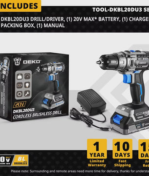 DEKO 20V Brushless Accuboormachine Set - Krachtige Mini Elektrische Schroevendraaier
