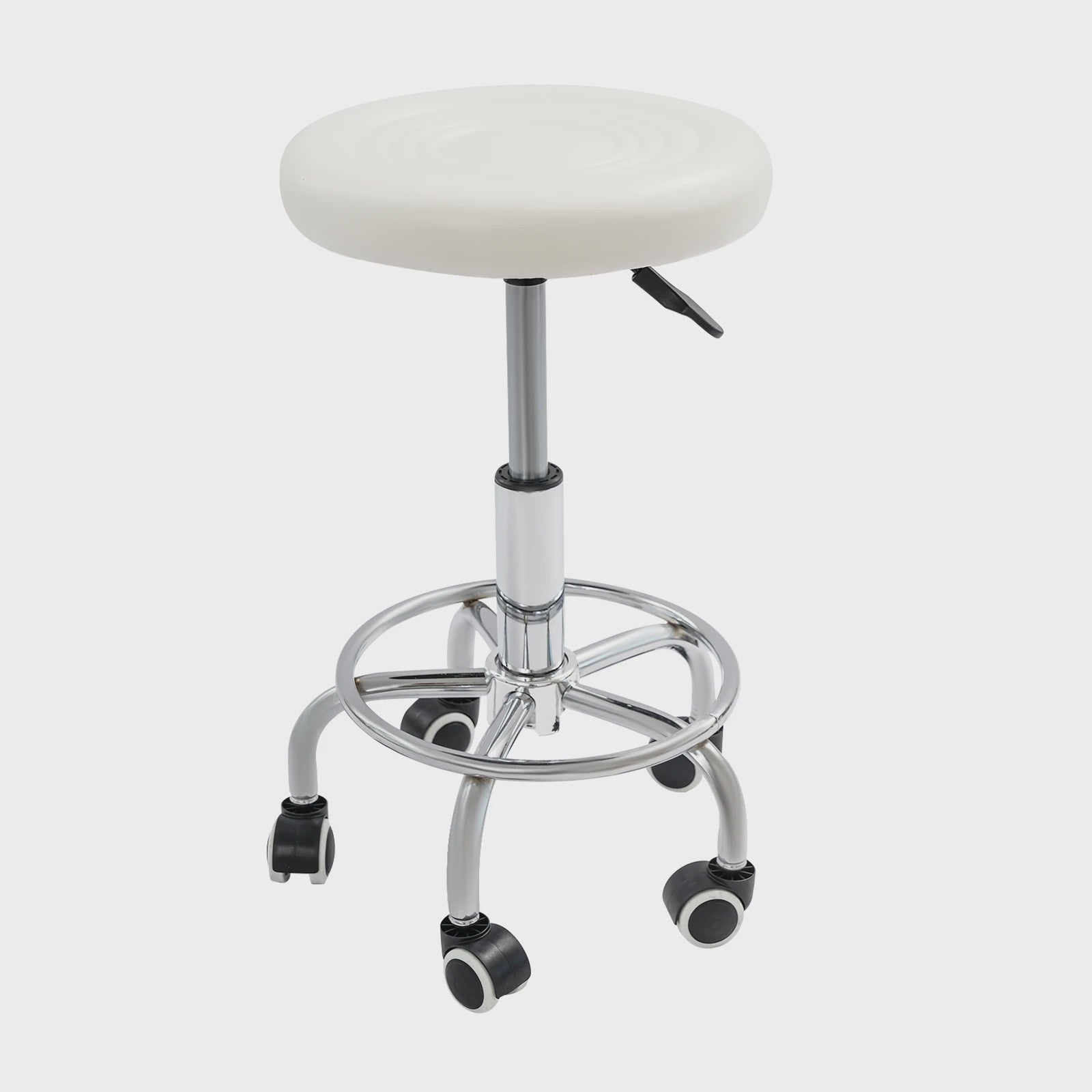 Verstelbare Bar Kruk met Wielen - 360° Draaibaar & 150kg Draagkracht