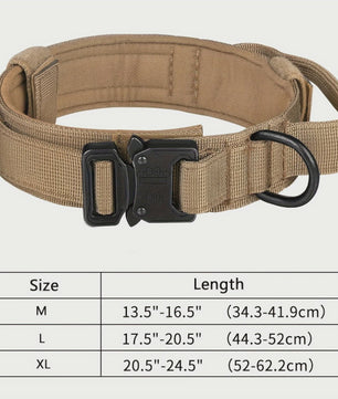 Tactische Hondenhalsband - Verstelbaar Militair Nylon Halsband met Handvat & Metalen Gesp