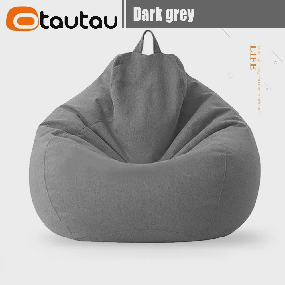 70cm Gevulde Beanbag Sofa van Katoen Linnen - Comfortabele Loungestoel voor Ontspanning