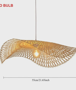 Handgemaakte Bamboe Plafondlamp - Natuurlijk Rotan Hanglamp met E27 Fitting