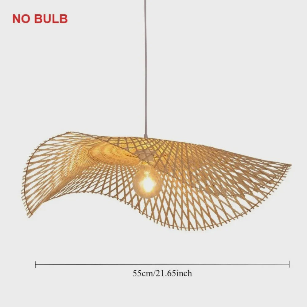 Handgemaakte Bamboe Plafondlamp - Natuurlijk Rotan Hanglamp met E27 Fitting