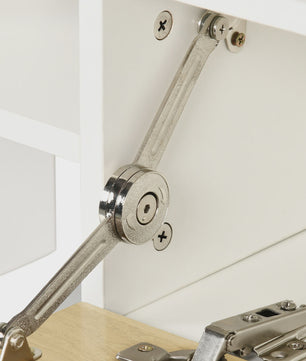 Moderne TV Meubel met Wandrek - 153.6 cm Breed - Wit met Houtdecor Front