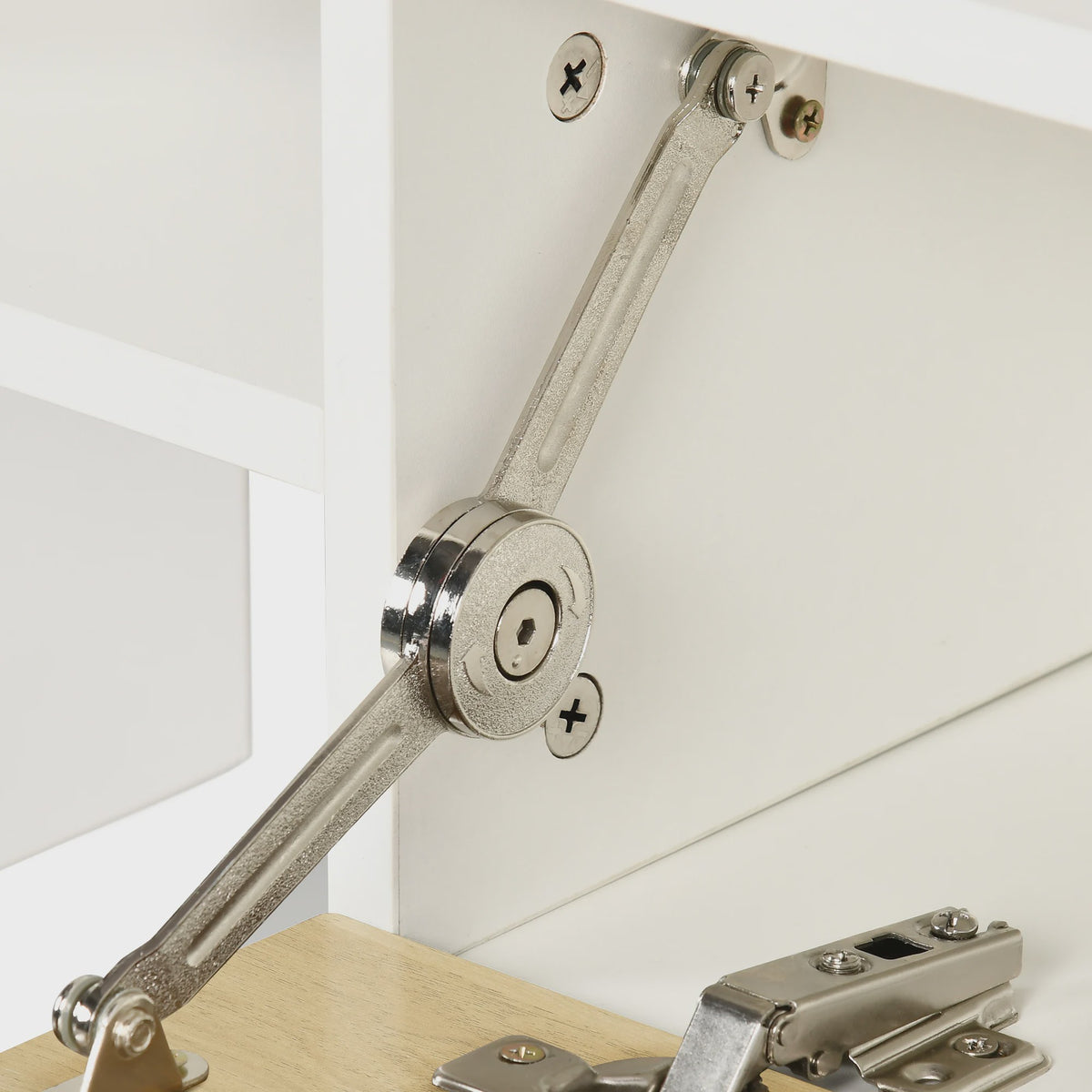 Moderne TV Meubel met Wandrek - 153.6 cm Breed - Wit met Houtdecor Front