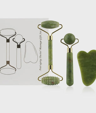 3-in-1 Gezichtsroller & Gua Sha Set - Jade Roller, Oogroller & Gezichtsmassage Tools