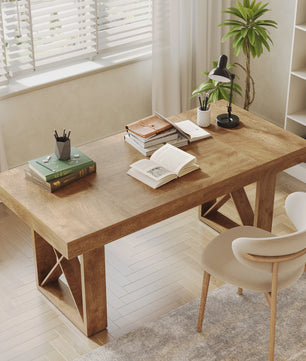Eettafel 63 Inch Farmhouse Stijl - Bruin Hout - Geschikt voor 4-6 Personen