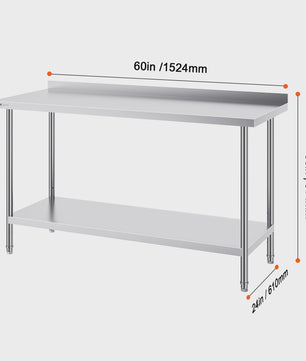 RVS Werktafel 24"x36" - Zwaar Uitvoering, Verstelbare Hoogte voor Keuken & Werkplaats