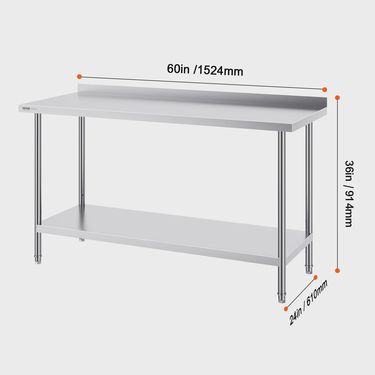 RVS Werktafel 24"x36" - Zwaar Uitvoering, Verstelbare Hoogte voor Keuken & Werkplaats