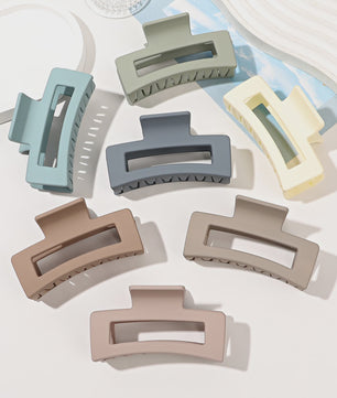 Set van 7 Matte Haarclips: Medium Vierkante Banana Clips voor Dik & Dun Haar