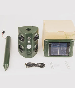 Solar Ongedierteverjager met Ultrasoon Geluid, LED Licht & Vibratie - Tuin & Gazon