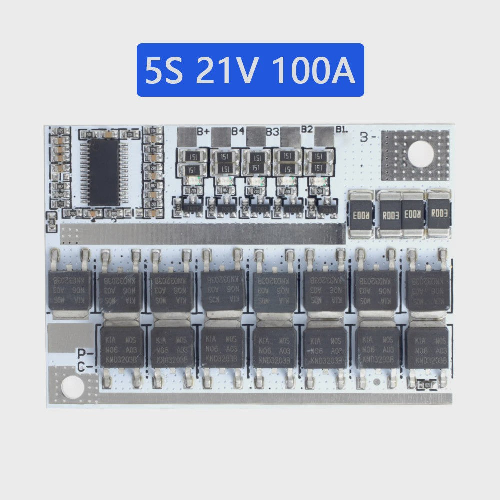 100A BMS Beschermingsbord voor 3S/4S/5S Li-ion Batterijen (12.6V-21V)