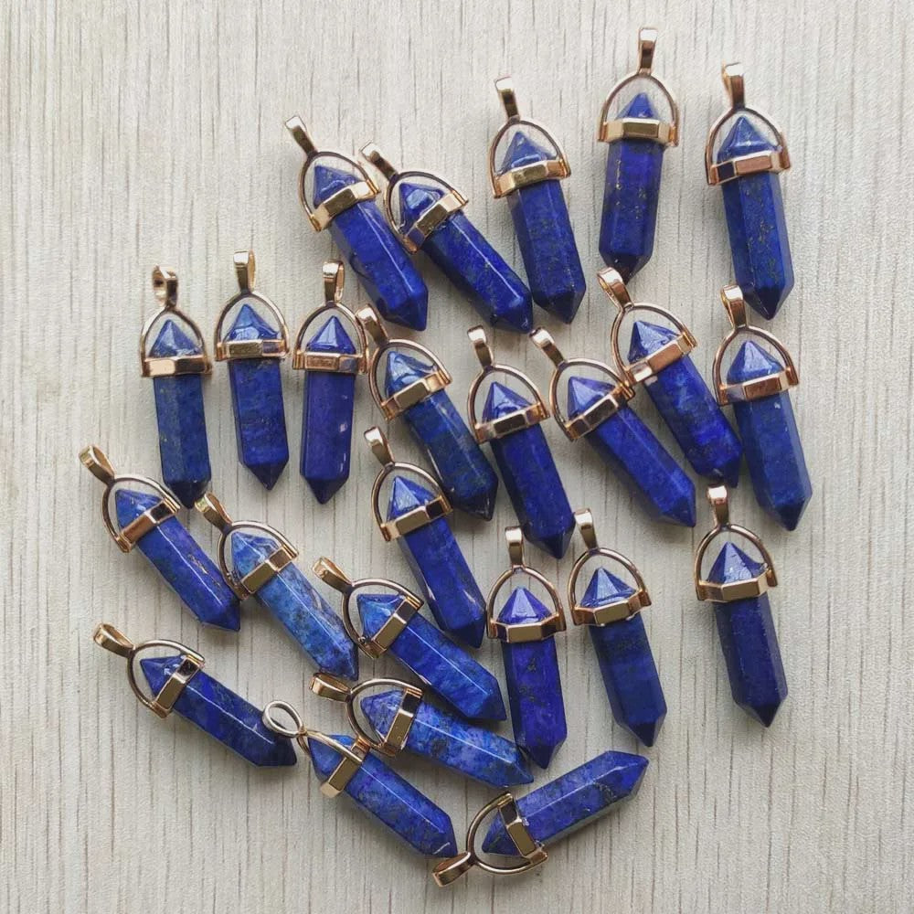 Natuurlijke Groene Aventurijn Kristal Pilaren Hangers - 24 Stuks Set voor Sieraden Maken