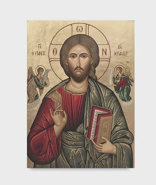 Byzantijnse Wanddecoratie: Jezus op de Troon van de Almachtige - Gouden Religieuze Kunst