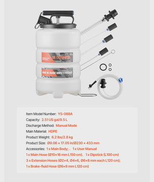 9.5L Handmatige Vloeistof Afzuigpomp - Olie Verversen Auto & Boot