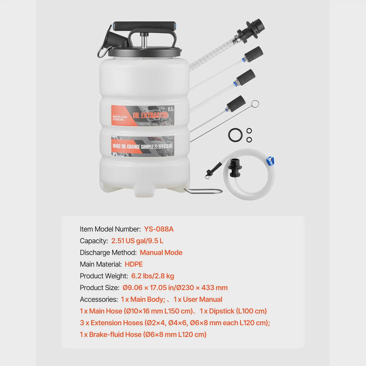9.5L Handmatige Vloeistof Afzuigpomp - Olie Verversen Auto & Boot