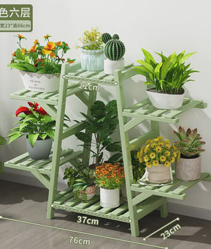 Houten Bloemenstandaard Multi-laags Balkon Plantenrek Woonkamer