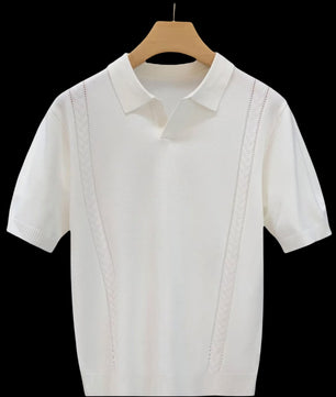 Luxe Gebreide Polo Heren - Zomer Ice Silk Korte Mouw