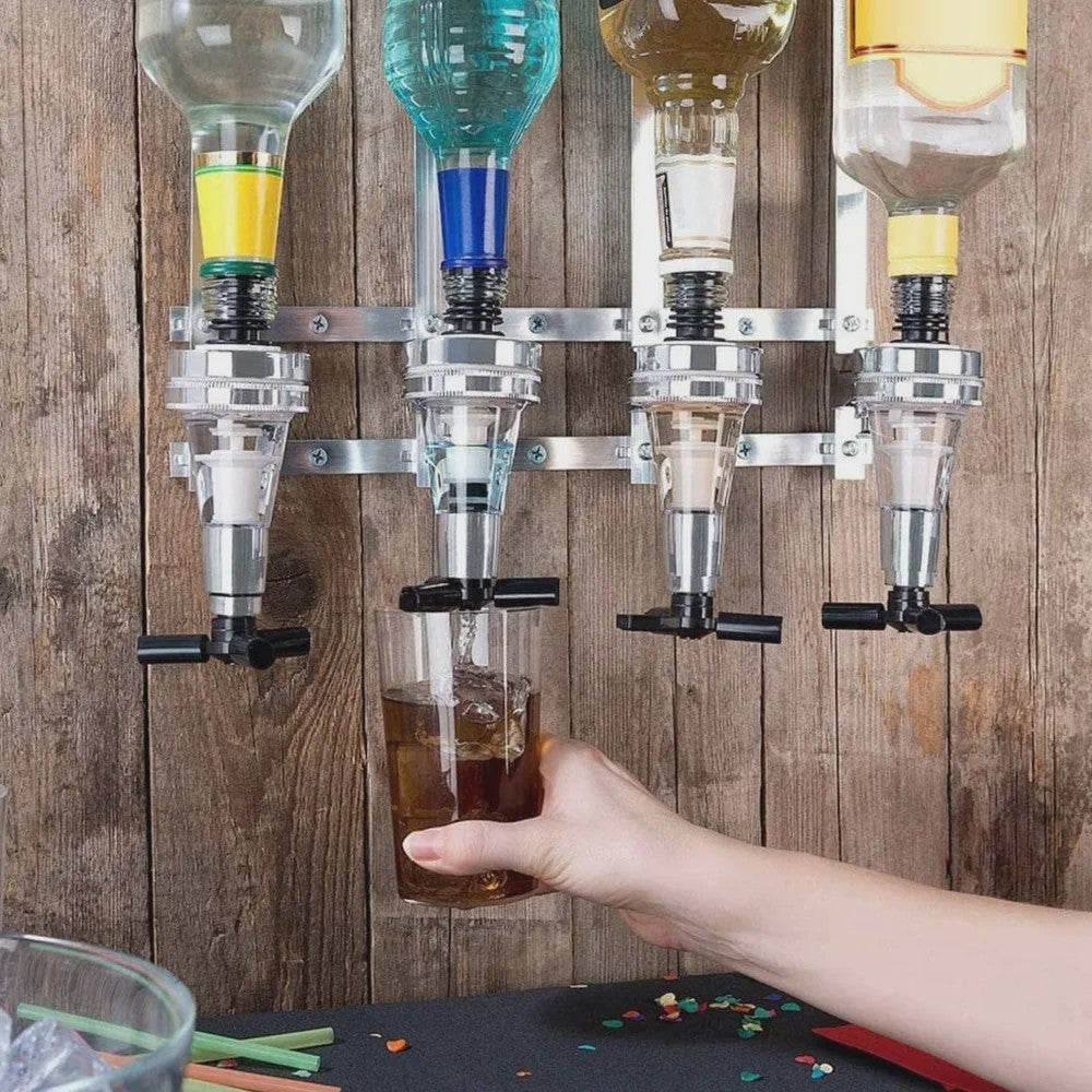 Wandmontage Drankdispenser voor 4 Flessen - Bar Accessoire
