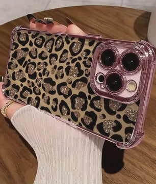 Luxe Leopard Print Telefoonhoesje met Plating & Anti-Val Bescherming voor Samsung