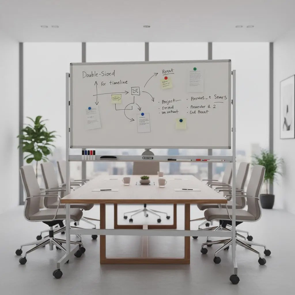 Dubbelzijdig Mobiel Whiteboard 120x60cm met Magneten, Pennen en Gum