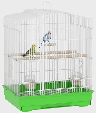 Pawhut Vogelkooi 46.5x36x59 cm met 2 Voederbakjes, 2 Zitstokken, Schommel en Uitschuifbare Lade