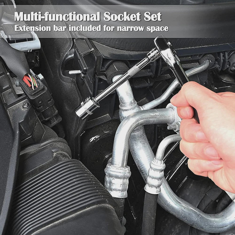 172-delige Ratel Socket Sleutel Set: Complete Gereedschapskist voor Auto, Motor & Fiets