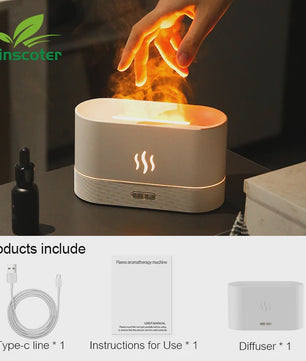 Vlam Effect Aroma Diffuser Luchtbevochtiger met LED Verlichting - Sfeervol & Rustgevend