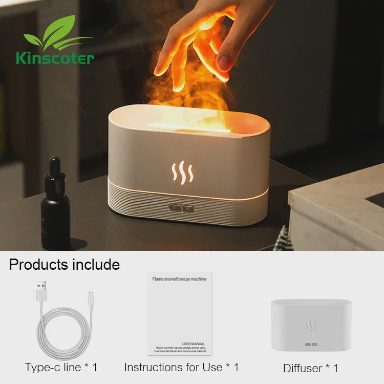 Vlam Effect Aroma Diffuser Luchtbevochtiger met LED Verlichting - Sfeervol & Rustgevend