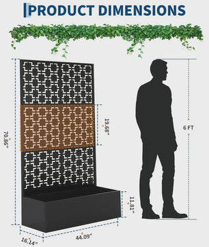 Metalen Plantenbak met Geometrisch Trellis Scherm - 180 cm Hoog