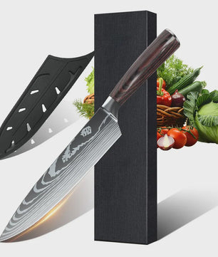 Professionele Handgesmede Keukenmes Set - Roestvrij Staal, Scherpe Snede, Ergonomisch Handvat