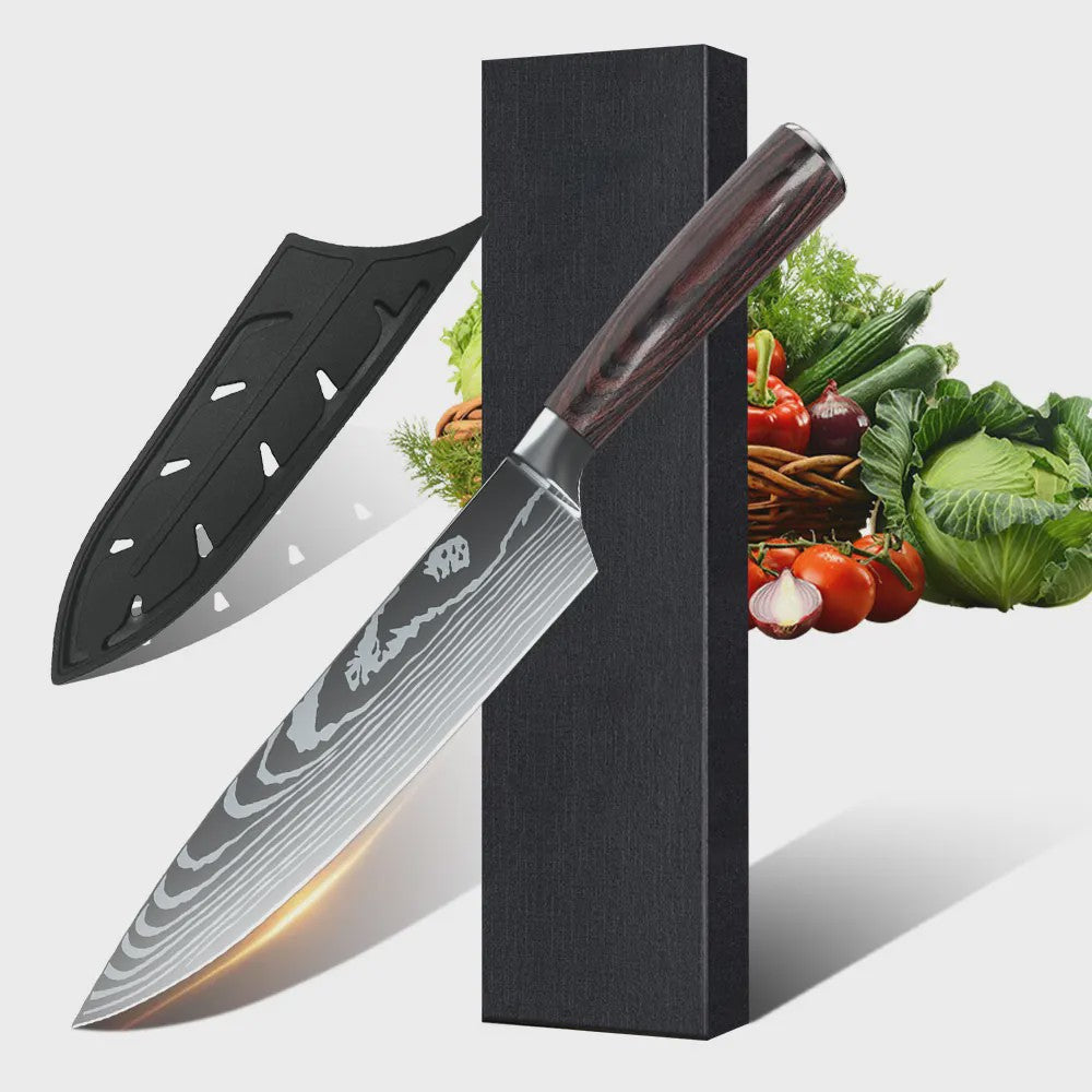 Professionele Handgesmede Keukenmes Set - Roestvrij Staal, Scherpe Snede, Ergonomisch Handvat