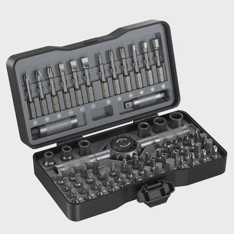 69-delige Magnetische Ratel Schroevendraaierset met 4 Handvatten & S2 Staal Bits voor Precisiewerk