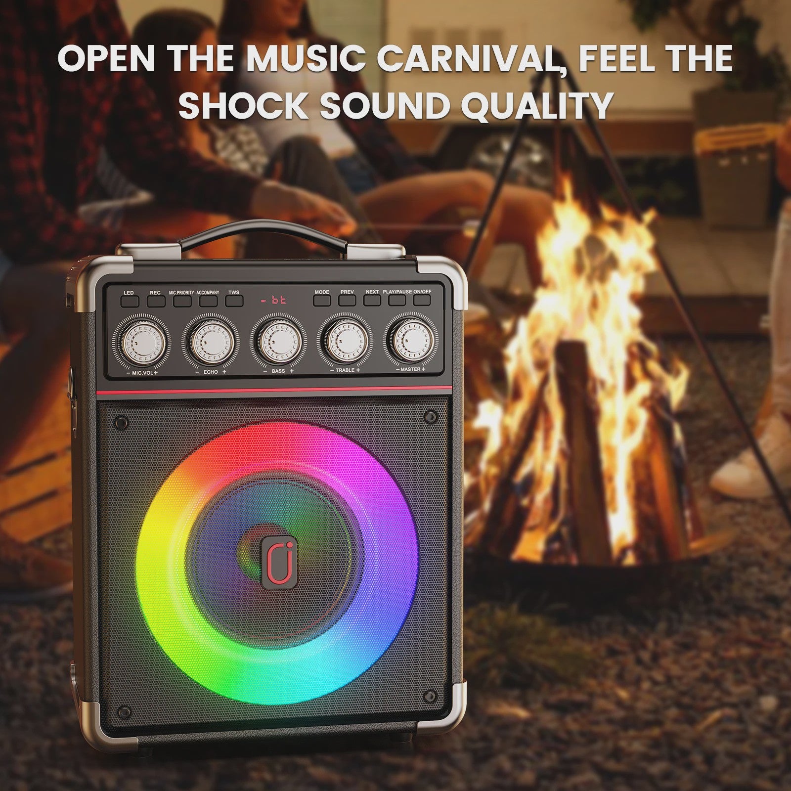 TX05 Karaoke Machine met 2 Draadloze Microfoons & RGB Licht