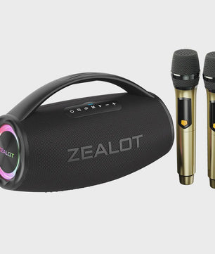 Zealot S97 Karaoke Speaker met 2 Draadloze Microfoons - Draagbaar Bluetooth Geluidssysteem