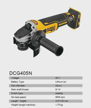 DEWALT DCG405N 20V Brushless Accu Haakse Slijper - Krachtig en Draadloos