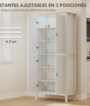 Homcom Hoge Keukenkast met LED Verlichting en Bewegingssensor - 176.5 cm