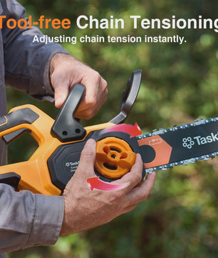 TaskStar 12-Inch Accu Kettingzaag - Krachtig, Borstelloos & Automatische Olie - Incl. 2x 4000mAh Batterijen