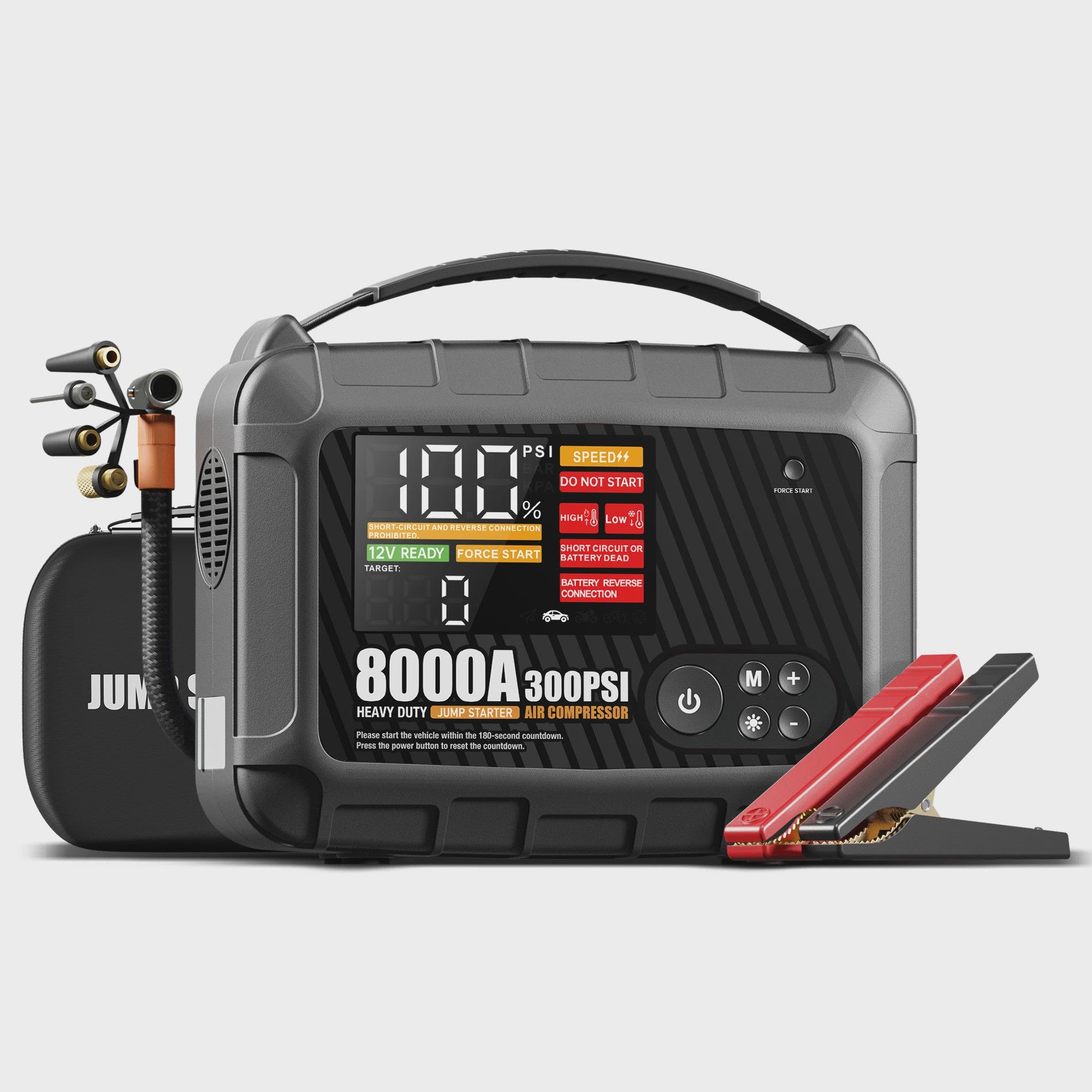 Krachtige 8000A Jump Starter met Luchtpomp - Heavy Duty Auto Startbooster 12V