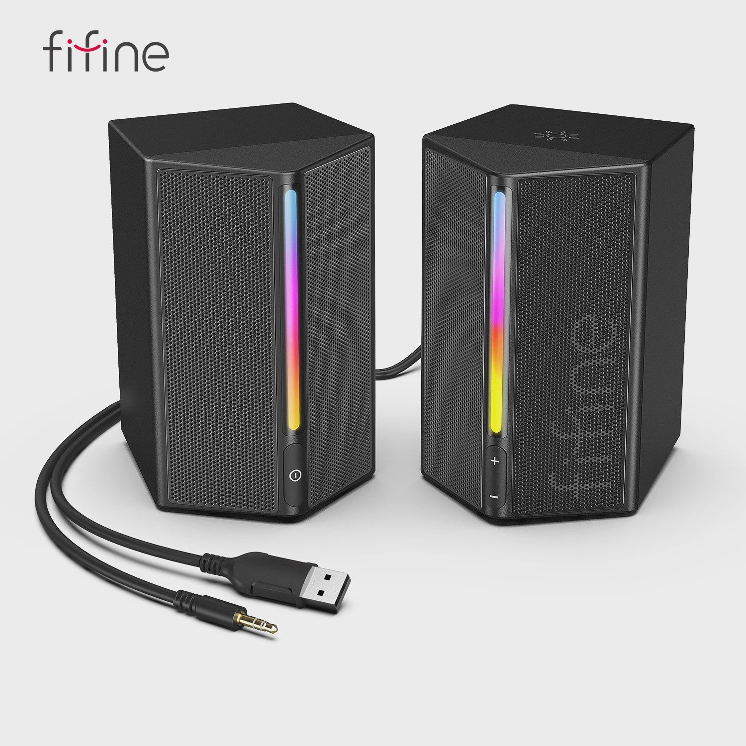 FIFINE A20 RGB PC Speakerset met Stereo Geluid - USB Powered voor PC, PS5, TV, Telefoon