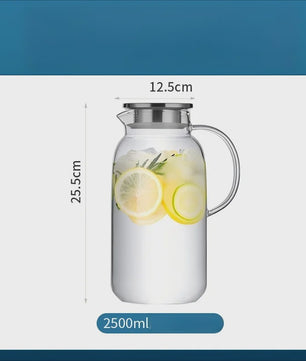 Glazen Waterkan 2.5L met Deksel - Hittebestendig Borosilicaatglas