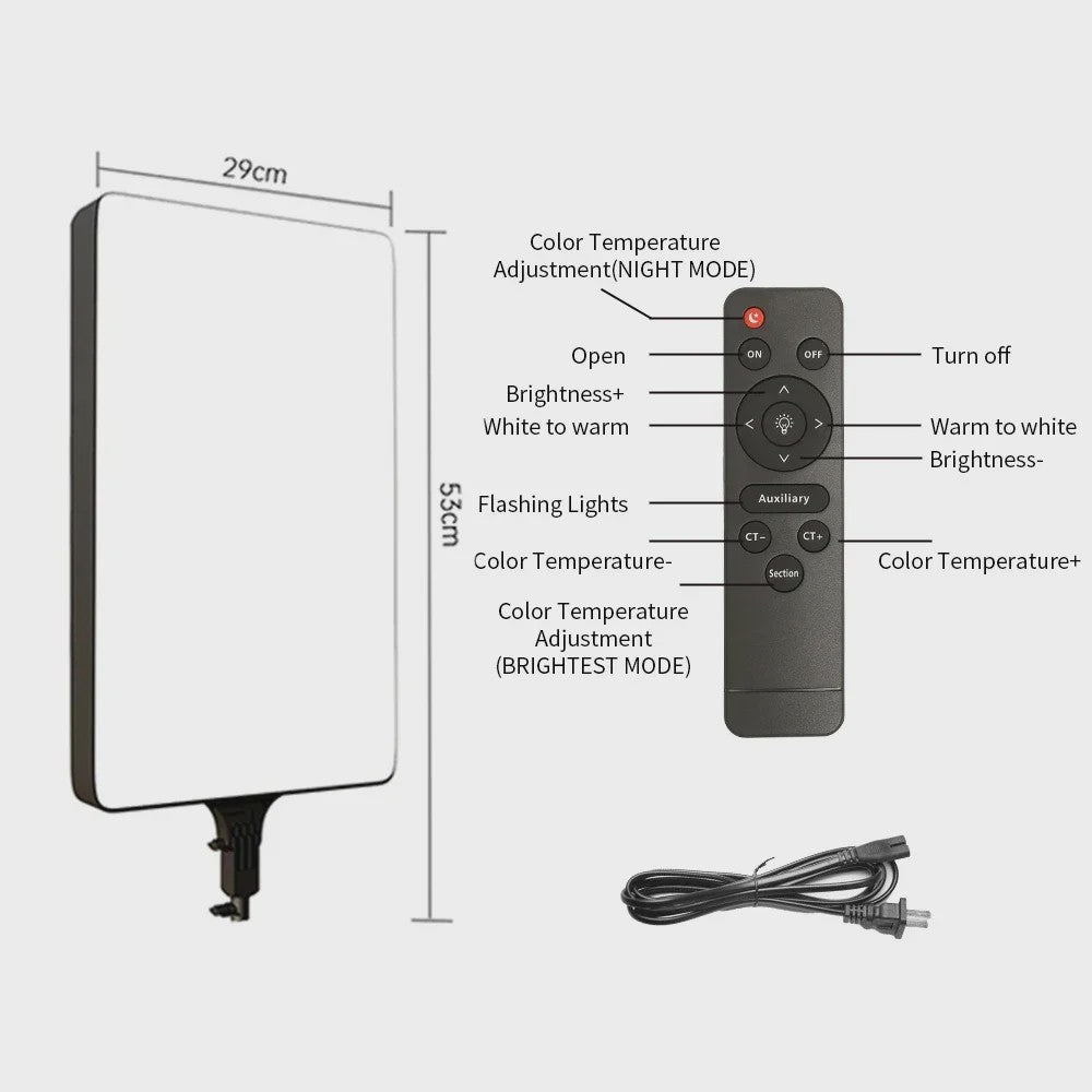 24-inch LED Videolamp met Statief - Verstelbare Kleurtemperatuur & Helderheid voor Fotografie & Livestreaming