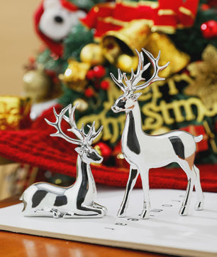Set van 2 Kerst Herten Decoratie Beeldjes - Rustiek Tafeldecoratie
