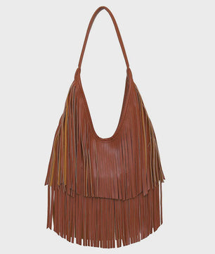 Luxe Dames Schoudertas met Lange Franjes - Zacht PU Leer, Casual Hobo Tote