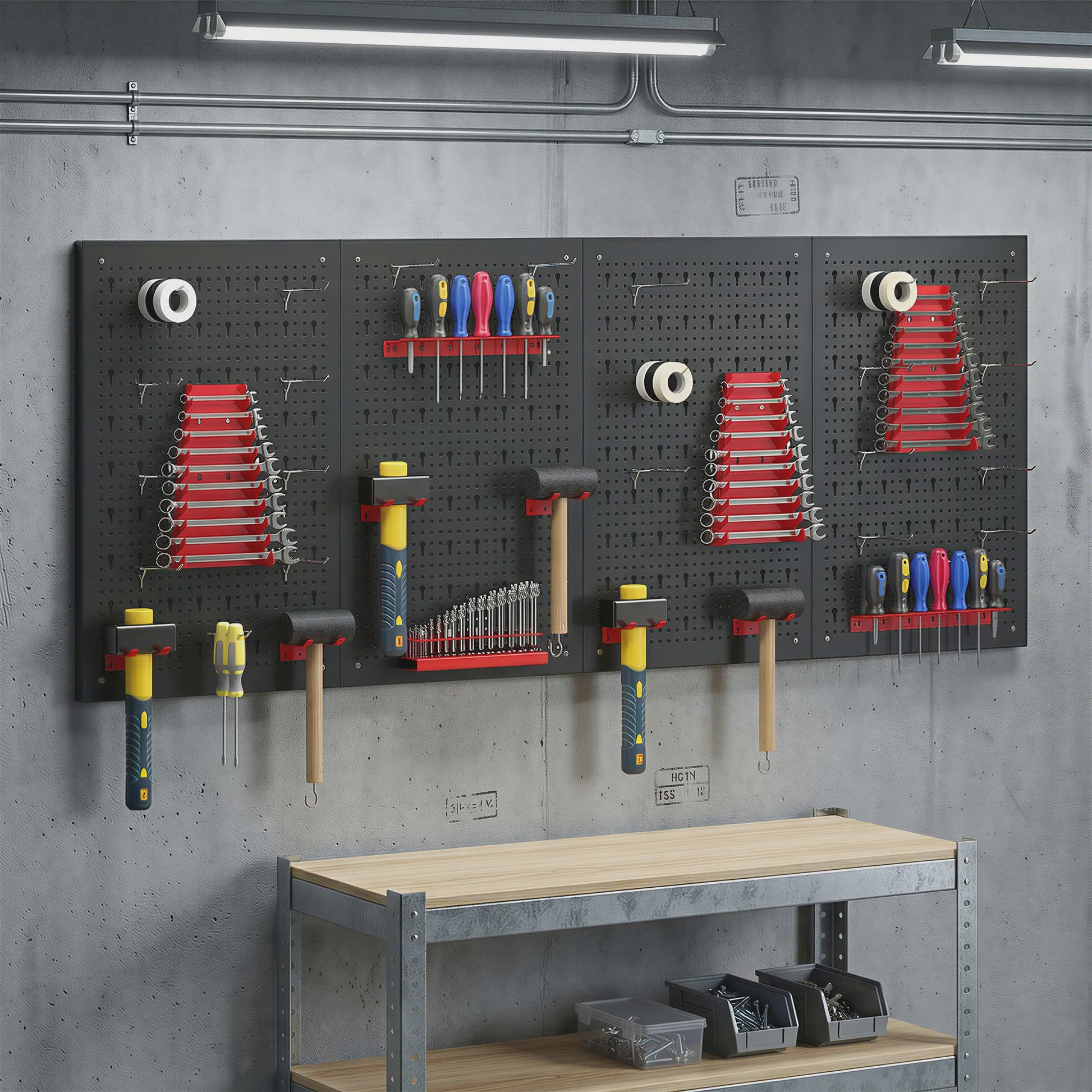 4-delige Metalen Pegboard Organizer Set met Haken en Beugels voor Gereedschap
