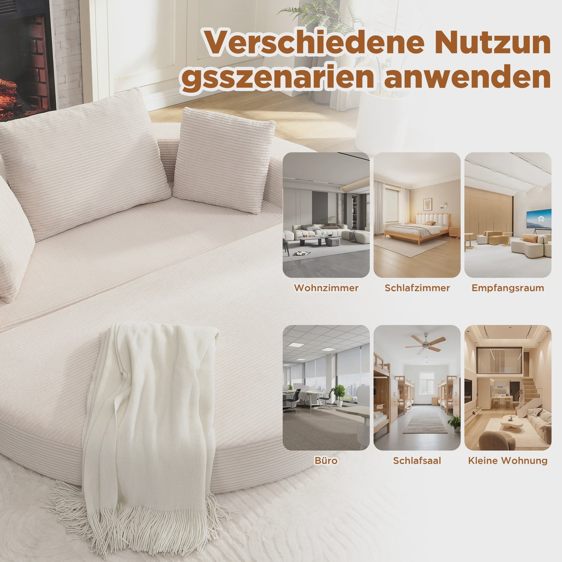 Modulaire Slaapbank Ovaal - Ribstof - Multifunctioneel en Flexibel