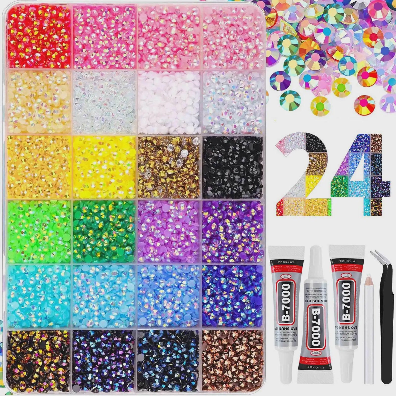 40 Kleuren Strass Steentjes Set 3mm - DIY Versier Kit voor Kleding, Nagels & Decoratie