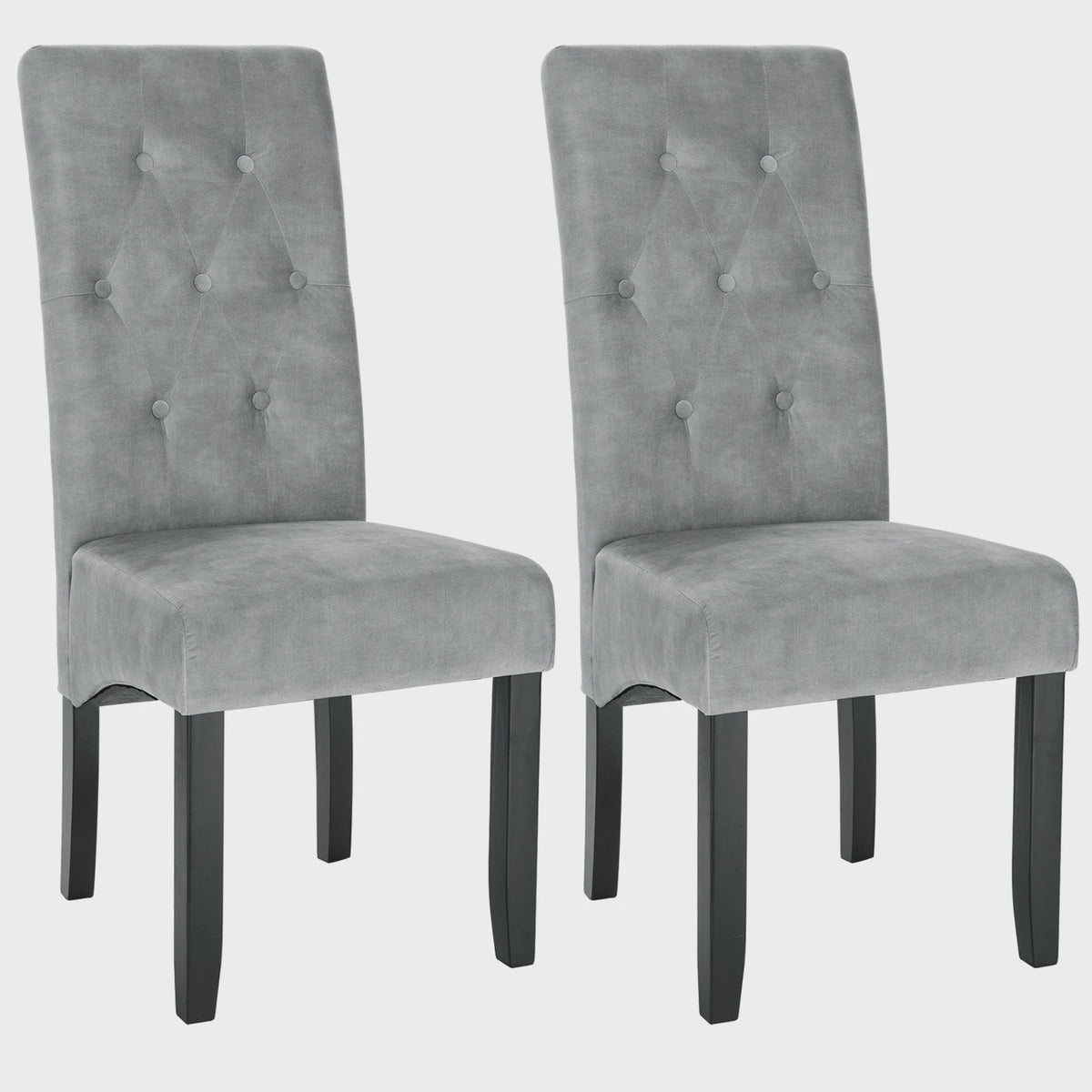 Set van 2 eetkamerstoelen met hoge rugleuning en comfortabele zitting - Massief Hout