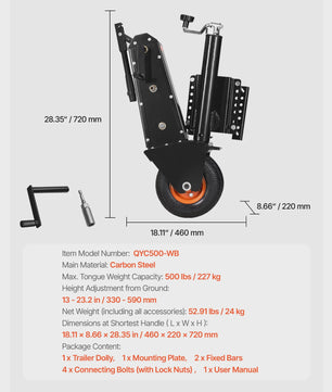 Veelzijdige Boot & Trailer Dolly 500lbs - Verstelbaar 13-23.2 inch - Handmatig of Elektrisch