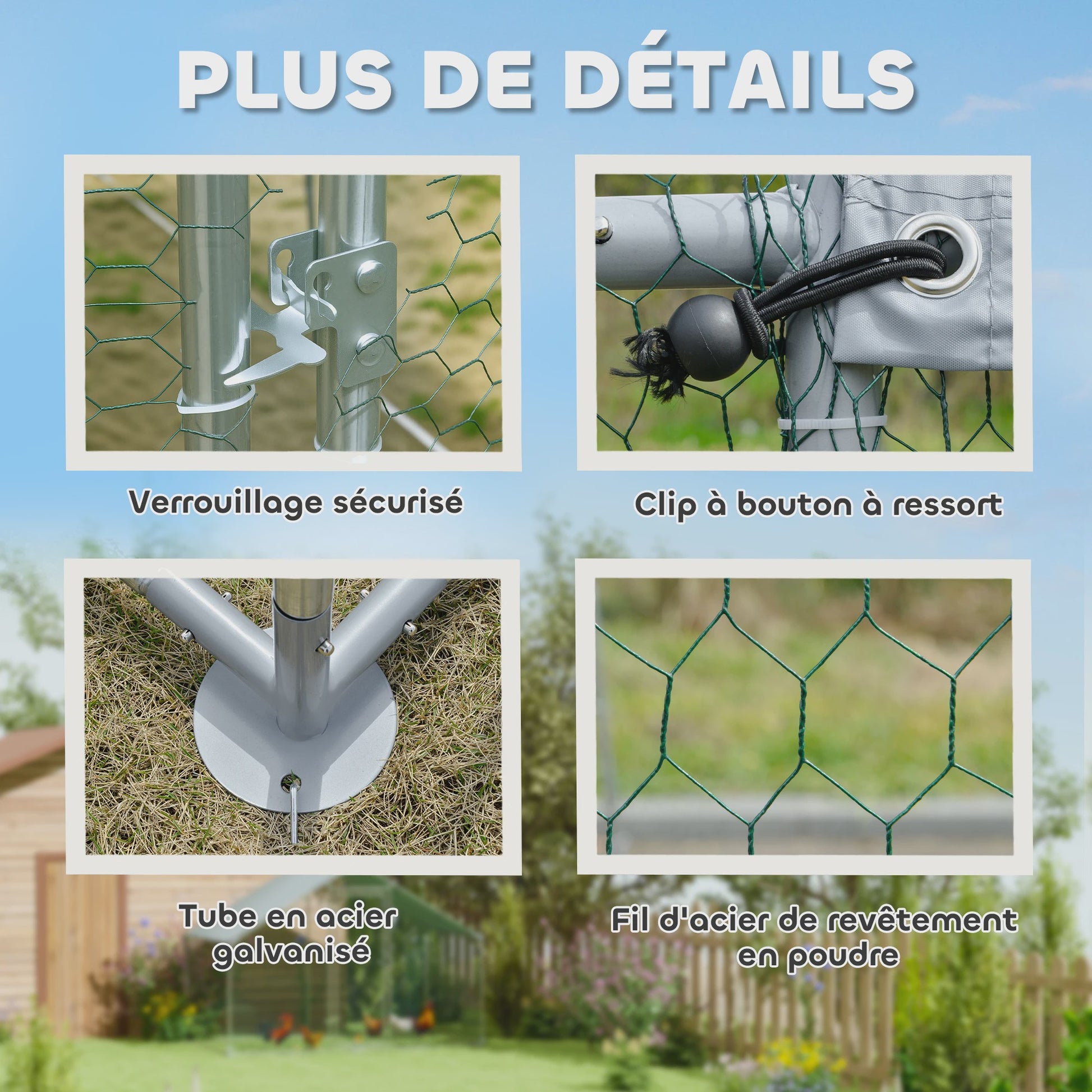 PawHut Groot Kippenhok met Ren - 5.1 m² - Waterdicht & UV-bestendig - Grote Volière voor 5-8 Kippen